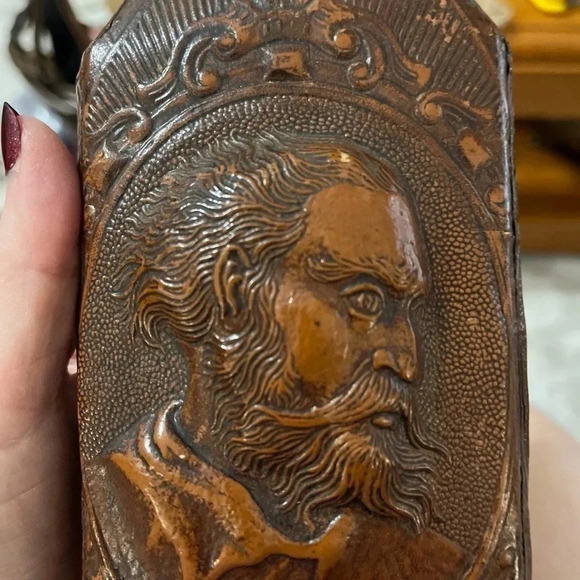 Leather Face Decanter Bottle El Quijote De La Mancha 13” High - Picture 12 of 13